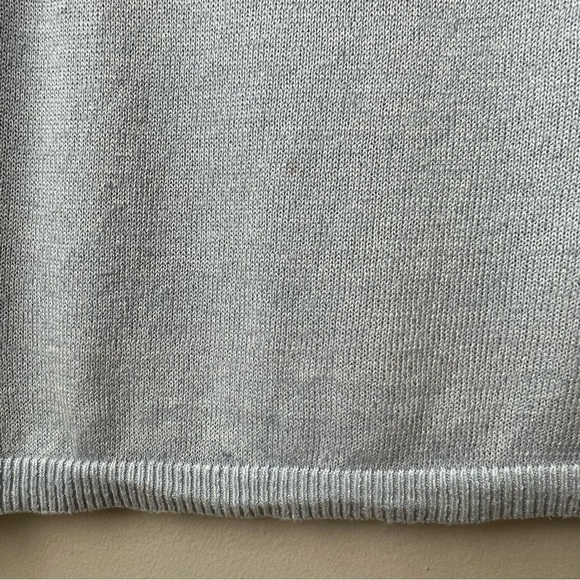 Club Monaco Lana Linen Blend Sweater Blue Button Cuff Rolled Neck Coastal SP - Picture 9 of 14